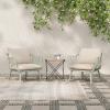 Christopher Knight Home Set of 2 Huron Indoor/Outdoor Polypropylene and Iron Frame Club Chairs,Patio Conversation Seating/Armchair for Garden, Backyard, Poolside,Removable Cushions, Light Green+Beige(Light Green+beige)