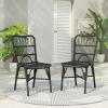 Christopher Knight Home Set of 2 Rekker Patio PE Wicker Dining Chairs, Outdoor Woven Rattan Accent Chair with Iron Frame, Fully Assembled Lounge Chair Outdoor for Garden/Backyard/Balcony, Natural(Black+grey)