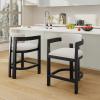 Christopher Knight Home Set of 2 Ryland Modern 26″ Counter Height Bar Stools, Fabric Upholstered Counter Stools,Wooden Kitchen Island Armchair with Footrest, Round Backrest, Soft Seating, Espresso(Milky White+black)