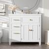 Christopher Knight Home Shandy 36″ Bathroom Vanity with Ceramic Sink, Freestanding Wooden Bathroom Vanity Organizer, Soft Closing Door Bathroom Storage Cabinet with Drawer and Adjustable Shelf, Black(White)