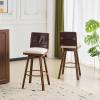 Christopher Knight Home Sibyl Fabric Upholstered Counter Height Bar Stools Set of 2, Metal Stool Chair for Kitchen Island with Faux Leather Backrest, Armless Counter Stool with Footrest, Beige+Walnut