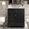 Christopher Knight Home Silane 30″ Bathroom Vanity with Ceramic Sink, Freestanding Wooden Bathroom Vanity Organizer, Soft Closing Door Bathroom Storage Cabinet with Drawer, Black(Black)