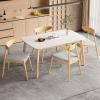 Christopher Knight Home Sivir 5-Piece Rubberwood Dining Room Table Set for 4, Dining Table Set for 4 with Ergonomic Upholstered Chairs, Kitchen Table Chairs Set of 4, Natural + Beige + White Oak(Natural + Beige + White Oak)