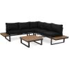 Christopher Knight Home Stacy Outdoor Aluminum V-Shaped 5 Seater Sofa Set with Cushions, Dark Gray, Gray, and Natural(Gray + Natural + Dark Gray)