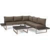 Christopher Knight Home Stacy Outdoor Aluminum V-Shaped 5 Seater Sofa Set with Cushions, Dark Gray, Gray, and Natural(Silver + Gray + Khaki)