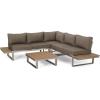 Christopher Knight Home Stacy Outdoor Aluminum V-Shaped 5 Seater Sofa Set with Cushions, Dark Gray, Gray, and Natural(Silver + Natural + Khaki)