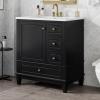 Christopher Knight Home Supah 30″ Bathroom Vanity with Ceramic Sink, Rubberwood Frame, One Door with Shelf and Three Drawers, Storage Cabinet, Toilet Organizer, Soft Close Door, Light Green(Black)