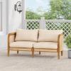Christopher Knight Home Tilden Acacia Wood Outdoor Loveseat, 2-Seater Patio Furniture Sofa with Wicker Accent, Wooden Patio Sofa Couch with Armrest+Cushions, Comfy Lounging/Reading Chair, Teak+Beige