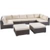 Christopher Knight Home Tom Rosa Outdoor 7 Seater Wicker Sectional Sofa Set, Multibrown with Beige Cushions