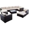 Christopher Knight Home Tom Rosa Outdoor 8 Seater Wicker Sectional Sofa Set, Multibrown with Beige Cushions