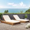Christopher Knight Home Tory Acacia Wood Chaise Lounge Chair Outdoor Set of 2, Adjustable Backrest Sun Lounger Recliner, Patio Outdoor Chaise Lounge with 4″ Thick Water-Resistant Cushions, Teak+Cream