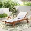 Christopher Knight Home Tristy Chaise Lounge Chair Outdoor, Acacia Wood Frame Sunbathing Pool Lounger, Adjustable Backrest Single Lounge Sofa, Patio Lounge Chaise for Poolside, Green + Natural(White + Natural)