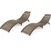Christopher Knight Home Tycie Outdoor Acacia Wood Foldable Chaise Lounge (Set of 2), Gray Finish