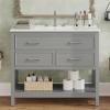 Christopher Knight Home Udell 36″ Bathroom Vanity with Sink, Modern Freestanding Bathroom Sink Cabinet with Tip-Out Drawer and Open Shelf, Bathroom Storage Cabinet with Sink Combo Set, Blue(Grey)