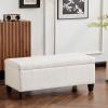 Christopher Knight Home Vayne Boucle Storage Ottoman, Rectangular Ottoman Bench, Birch Wood Legs, Upholstered Ottoman with Storage, Foot Rest Bench for Living Room, Entryway and Bedroom, White(White)