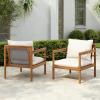 Christopher Knight Home Veera Set of 2 Acacia Wood Lounge Chair Outdoor with Rope Accent, Accent Chair with Water-Repellent Cushions, Comfy Chairs for Garden/Backyard, Patio Furniture, Teak + Cream