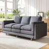Christopher Knight Home Vincenzo 3 Seater Couch, Chenille Upholstered Sofa Chair, Metal Legs Couch, Dual-Layer Cushions Armchair, 79.5″ Sectional Sofa, Comfort Seating for Living Room, Light Gray(Grey)