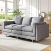 Christopher Knight Home Vincenzo 3 Seater Couch, Chenille Upholstered Sofa Chair, Metal Legs Couch, Dual-Layer Cushions Armchair, 79.5″ Sectional Sofa, Comfort Seating for Living Room, Light Gray(Light Gray)