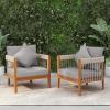 Christopher Knight Home Vinny Outdoor Accent Chairs Set of 2, Acacia Wood Club Chair, Handwoven Rope Armchair with Removable Cushions, Comfort Seating Reading Sofa for Garden Backyard, Green+Beige(Grey)