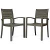 Christopher Knight Home Watts Outdoor Acacia Wood Dining Chairs, Gray Finish (Set of 2)