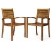 Christopher Knight Home Watts Outdoor Acacia Wood Dining Chairs, Teak Finish (Set of 2)