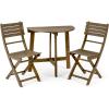 Christopher Knight Home Westmo Outdoor 2 Seater Half-Round Folding Acacia Wood Bistro Set, 15.75 “W x 20.5 “D x 33.75 “H, Gray