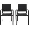 Christopher Knight Home Wilbur Outdoor Dining Chairs – Mesh and Aluminum – Black (Set of 2)