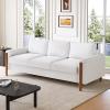 Christopher Knight Home Yadil Teddy Fleece Upholstered 3 Seater Sofa Couch, Wooden Home Sofa Living Room, Comfy Cloud Couch for Bedroom, Home Office, Olive Green(Cream White)