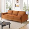 Christopher Knight Home Yadil Teddy Fleece Upholstered 3 Seater Sofa Couch, Wooden Home Sofa Living Room, Comfy Cloud Couch for Bedroom, Home Office, Olive Green(Orange)