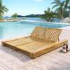 Christopher Knight Home Yoky Acacia Wood Chaise Lounge Chair Outdoor, Spacious Double Outdoor Chaise Lounge, 4 Position Adjustable Backrest Pool Lounger, Garden Poolside Backyard Seating, Teak(Teak)