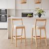 Christopher Knight Home Yone Counter Height Bar Stools Set of 2, Comfy Fabric Upholstered Bar Stool for Kitchen Island, Wooden Dining Room Chair, Barstools with Footrest/Backrest, Beige + Dark Brown(Beige + Natural)