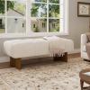 Christopher Knight Home Yvone Modern Upholstered Ottoman Bench, Minimalist Wooden Entryway Bench, Living Room Sofa Extra Seat, Ottoman End of Bed Bench for Bedroom, Beige+Brown