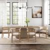 Christopher Knight Home Zed 7 Piece Dining Set with Upholstered Chairs, Wooden Dining Table Set for 6, Spacious Kitchen Table Chairs Set of 6, Armchairs with Rattan Curved Back, Beige + Natural Ash