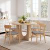 Christopher Knight Home Zeka Wooden Round Dining Table Set for 4, 5 Piece Dining Set, Dining Room Table Set for 4, Kitchen Table with Cross Leg and Upholstered Chairs, Light Grey + Natural(Light Grey + Natural)