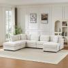 Christopher Knight Home Zery 7-Piece U-Shape Lounge Sofa Couch with Ottomans, Modern Modular Sectional Sofa Set with Pillow Back for Living Room, Chenille Upholstered Cloud Couch with Deep Seat,Beige(Beige)