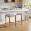 Christopher Knight Home Zeus Backless Counter Height Bar Stools Set of 2, Acacia Wood Counter Stools with Upholstered Seat, Square Bar Stool for Kitchen Island, Dining Room Chair, Natural + Light Gray(Natural + Light Gray)