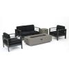 Coral Bay Outdoor Grey Aluminum 5 Piece Loveseat Chat Set with Fire Table (Dark Grey)(Grey)