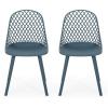 Delora Outdoor Modern Dining Chair (Set of 2), Green