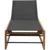 Emile Outdoor Adjustable Chaise Lounge – Mesh and Wood – Black/Teak