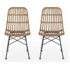 GDFStudio 309991 Patio Dining Chairs, Gray + Black(Light Brown  Black)