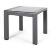 GDFStudio Cape Coral Aluminum Outdoor Side Table with Glass Top, Patio Square Coffee Table, Matte Gray(Gray Finish  Matte Gray)
