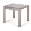 GDFStudio Cape Coral Aluminum Outdoor Side Table with Glass Top, Patio Square Coffee Table, Matte Gray(Silver)
