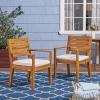 GDFStudio Great Deal Furniture Outdoor Acacia Wood Dining Chairs, Sandblast Dark Gray and Light Gray (Set of 2)(Sandblast Natural Finish + Beige)