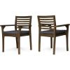 GDFStudio Great Deal Furniture Patio Dining Chairs, Acacia Wood and Outdoor Cushions, Gray and Dark Gray (Set of 2)(Grey Finish + Dark Gray)