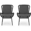 Great Deal Furniture Alice Outdoor Wicker Club Chair with Cushions (Set of 2), Light Brown and Beige, (310469)(Gray  Dark Gray)