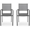 Great Deal Furniture Daisy Outdoor Modern Aluminum Dining Chair (Set of 2), Gun Metal Gray(Gun Metal Gray)