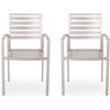 Great Deal Furniture Daisy Outdoor Modern Aluminum Dining Chair (Set of 2), Gun Metal Gray(Silver)
