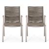 Great Deal Furniture Elma Outdoor Modern Aluminum Dining Chair with Rope Seat (Set of 2), Gray and Dark Gray(Silver + Taupe)