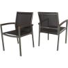 Great Deal Furniture Emma Patio Dining Chairs – Aluminum – Outdoor Mesh Seats – Faux Wood Arms – Set of 2 – Silver with Gray and Natural Finish(Acacia)
