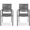 Great Deal Furniture Jean Outdoor Modern Aluminum Dining Chair with Rope Seat (Set of 2), Gray and Dark Gray